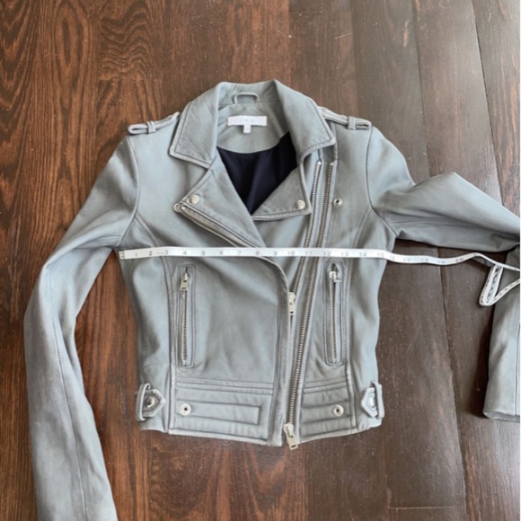 $1295 IRO Luigaspe Gray Leather Motorcycle Jacket sz 0 FR 34 - Picture 6 of 9